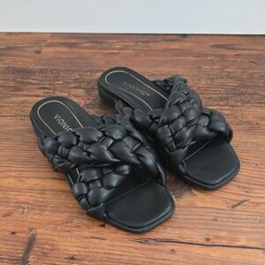 Vionic Black Braided Slide Sandals - Women's